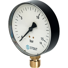 Манометр радиальный Dn100 мм (16 бар, 1/2") Stout
