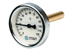 Термометр биметалический с погружной гильзой 1/2",120 С (Dn 63,L=50) STOUT