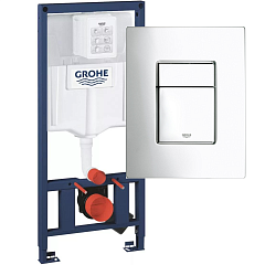 Инсталляция Grohe Rapid SL (кнопка прямоугольная глянцевая Skate Cosmopolitan)