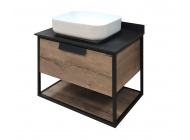 Тумба Comforty Кёльн-75 дуб темный с черной столешницей с раковиной COMFORTY T-Y9378